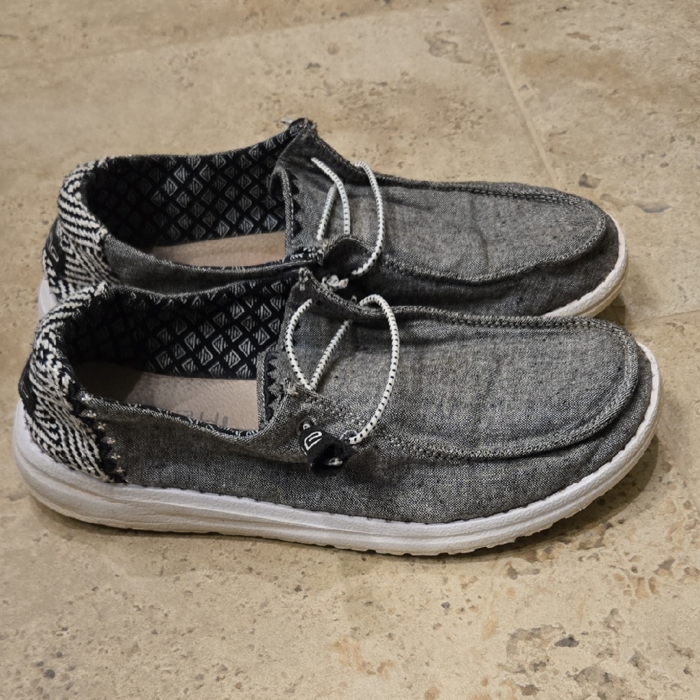 Hey Dude Gray and White Casual Loafers Size 7